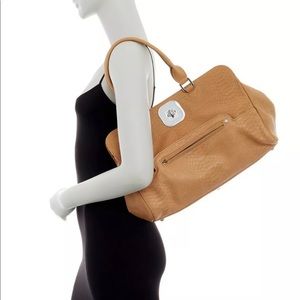 Longchamp red pebbled leather Gatsby Satchel